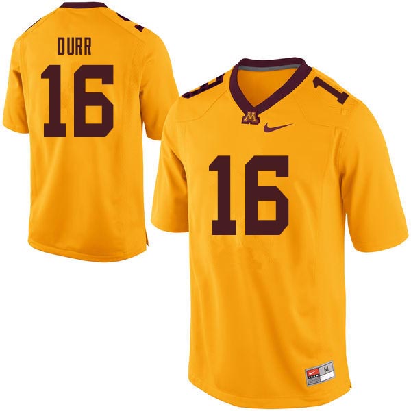 Men #16 Coney Durr Minnesota Golden Gophers College Football Jerseys Sale-Gold - Click Image to Close